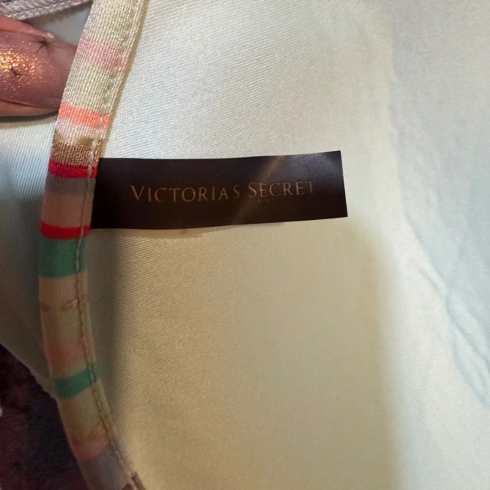 Victoria's Secret Bikini Top Womens 34DD Multi Striped Gold Metallic Beachy Boho